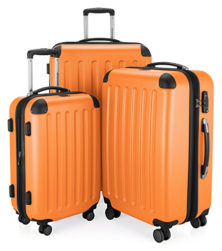HAUPTSTADTKOFFER Luggages Sets Glossy Suitcase Sets Hardside Spinner Trolley Expandable (20', 24' & 28') TSA (Spree Orange2)