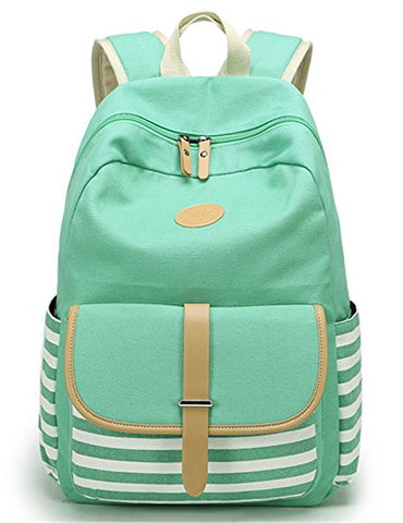 Leaper Cute Thickened Canvas School Backpack Laptop Bag Shoulder Daypack Handbag (L,Water Blue)