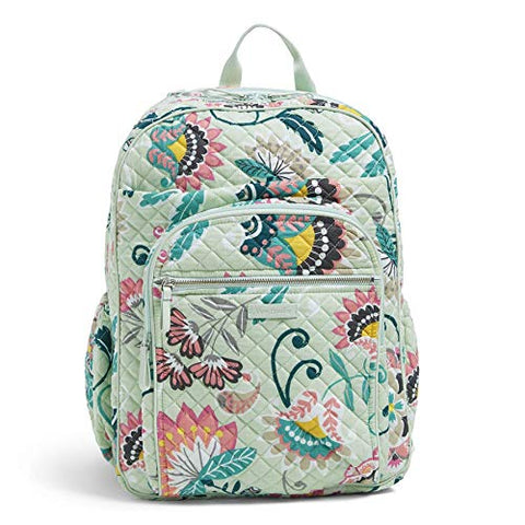 Vera Bradley Iconic XL Campus Backpack, Signature Cotton, Mint Flowers