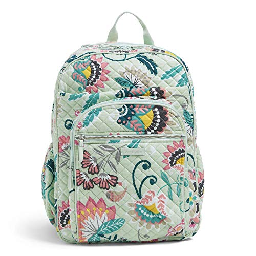 Vera Bradley Iconic XL Campus Backpack, Signature Cotton, Mint Flowers