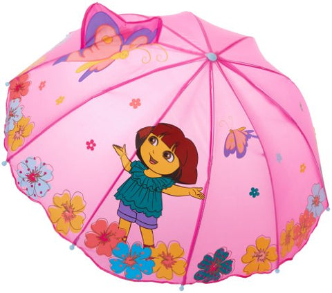 Kidorable Purple Dora the Explorer Umbrella for Girls w/Fun Flower Handle, Pop-Up Butterfly, 1 Size