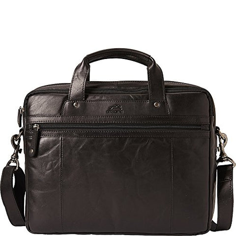 Mancini Leather Goods Zippered Double Compartment Briefcase with RFID Secure