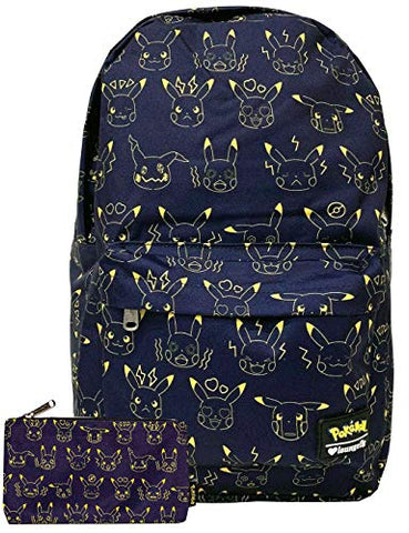 Loungefly Pikachu Expressions Nylon Regular Backpack and Pouch Set