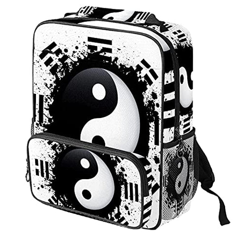 LORVIES Black and White Yin Yang School Bag for Student Bookbag Women Travel Backpack Casual Daypack Travel Hiking Camping