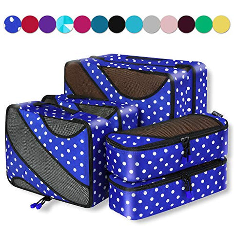 6 Set Packing Cubes,3 Various Sizes Travel Luggage Packing Organizers (Dot)