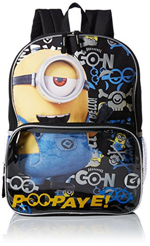 Despicable Me Big Boy'S Despicableme Backpack Lunch Eyecon Accessory, Black, 16 Inches