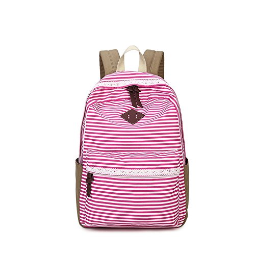 S Kaiko Canvas Backpack School Bakcpack For Women And Men School Bag Stripe Sweet Lace Daypack