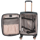 kensie Women's Hudson Softside 3-Piece Spinner Luggage Set, Black with Rose Gold, (20/24/28)