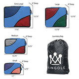 4 Set Packing Cubes, Travel Luggage Packing Organizer with Laundry Bag 7 Colors (Dark Blue)