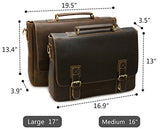 Iswee Crazy Horse Leather Men'S Messenger Bag Vintage Briefcase Fit 16" Or 17" Laptop Satchel
