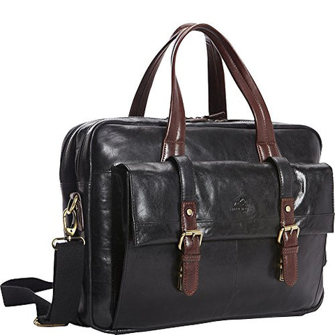 Mancini Leather Goods RFID Secure Double Compartment Laptop Briefcase