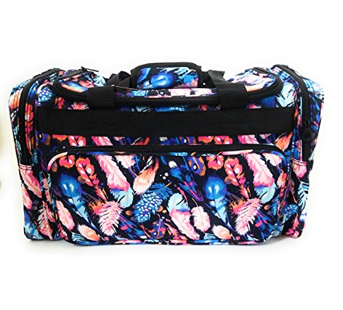Ever Moda JP Luggage Camp Gym Dance Cheer Sports Tote Duffel Bag Blue Feather 20"