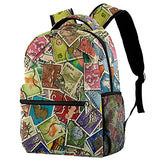 LORVIES Old Vintage Japanese Mix Stamp Lightweight School Classic Backpack Travel Rucksack for Girls Women Kids Teens