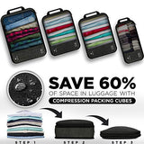 VASCO Compression Packing Cubes for Travel – Premium Set of 4 Luggage Organizer Bags (S+2M+L) Black