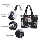 MOSISO USB Port Laptop Tote Bag (17-17.3 inch) with Adjustable Top Handle, Laptop Bag for Women, Durable Polyester Portable Lightweight Work Office Travel Shopping Shoulder Bag, Hibiscus Black