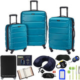 Samsonite Omni 3-Piece Nested Spinner Set - Caribbean Blue with Accessory Kit