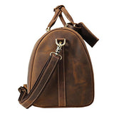 Polare Men'S 20'' Retro Real Leather Weekender Duffel Overnight Bag Carry On Luggage