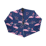 Flamingo In Xmas Hat Unique Novel Auto Open Close Umbrella Compact Outdoor Travel Umbrella