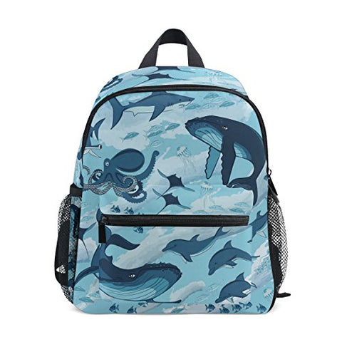 GIOVANIOR Marine Shark Whale Octopus Dolphin Jellyfish Travel School Backpack for Boys Girls Kids