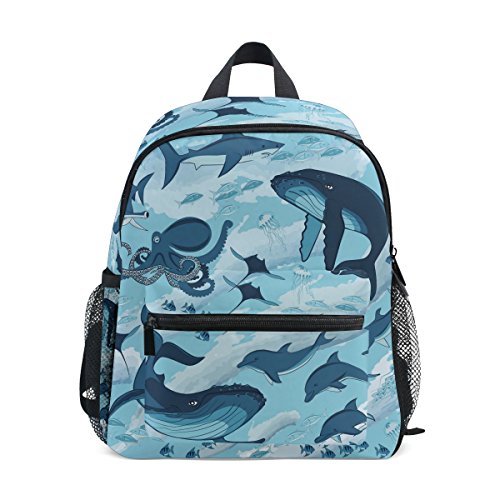 GIOVANIOR Marine Shark Whale Octopus Dolphin Jellyfish Travel School Backpack for Boys Girls Kids