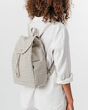 BAGGU Canvas Backpack, Durable and Stylish Simple Canvas Satchel for Daily Essentials, Natural Grid
