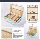 COTRUNKAGE 24 Inch Large Vintage Luggage Set 2 Pieces Rolling Suitcases for Women (13" & 24", Sky Blue)