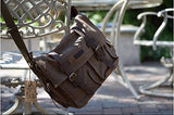 Kattee Unisex's Classic Military Canvas Shoulder Messenger Bag Leather Straps Fit 16" Laptop