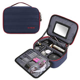 ECOSUSI Travel Makeup Bag Cosmetic Bag Organizer with Removable Mirror and Adjustable Dividers,