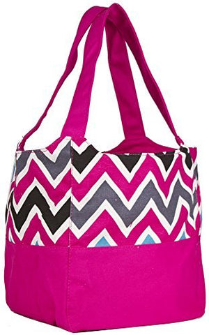 Ever Moda Pink Multicolor Chevron Canvas XL Tote Bag Purse