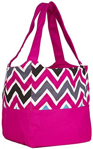 Ever Moda Pink Multicolor Chevron Canvas XL Tote Bag Purse