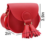 Kids Girls Soft Leather Shoulder Purse with Tassel Mini Crossbody Bag