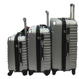 Dejuno Impact Hardside 3-Piece Spinner Luggage Set-Silver, Silver Grey
