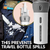 2 Pieces 4 in 1 Travel Dispenser, CHIVENIDO Lotion Shampoo Gel Travel Dispenser Bottle Sets Shower Bottles Refillable Travel Bottles for Makeup Travel Supplies (Pink, Gray)