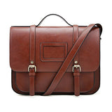 ECOSUSI Women Briefcase Vintage Crossbody Messenger Bag PU Leather Satchel Purse, Coffee