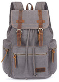 Bluboon Canvas Vintage Backpack Leather Casual Bookbag Men Women Laptop Travel Rucksack