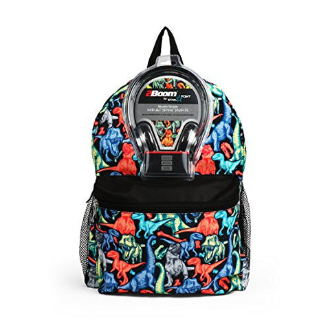 Dinosaur All Over Print 17 Inch Backpack with Headphones