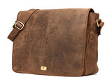 Dh Rohtaang Leather Messenger Bag For Men / Women Leather Laptop Messenger Briefcase Satchel Brown