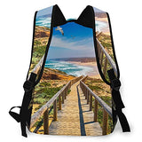 Casual Backpack,Boardwalks To The Beach And Ocean With F,Business Daypack Schoolbag For Men Women Teen