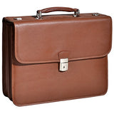 Double Compartment Laptop Briefcase, Leather, 15.4" in, Brown - Ashburn | Mcklein