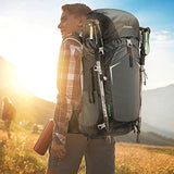 Gonex 55L Hiking Backpack Outdoor Trekking Camping Backpack Rain Cover Included Black