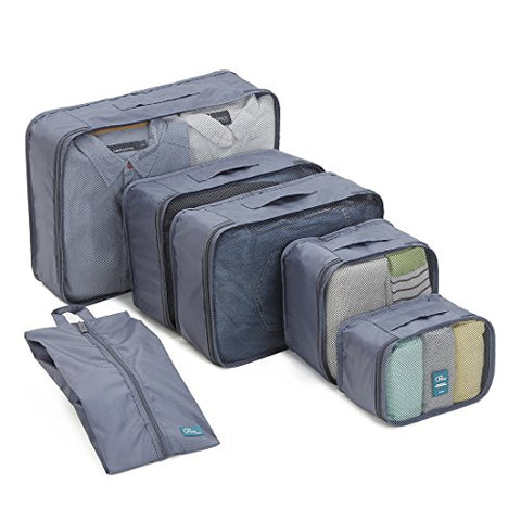 6 Set Packing Cubes/Travel Cubes - Travel Organizers with Shoe Bag-Gray
