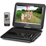 UEME Portable DVD CD Player with 10.1 Inches LCD Screen, Car Headrest Mount Holder, Remote Control, Car Charger Wall Charger, Personal DVD Players with Built-in Rechargeable Battery (Black)