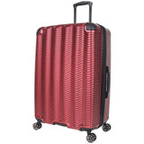 Kenneth Cole Reaction Wave Rush 28" Lightweight Hardside PET 8-Wheel Spinner Expandable Checked Suitcase, Warm Red