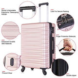 Apelila 4 Piece TSA Hardshell Luggage Sets,Expandable Travel Suitcase,Carry On Luggage with Spinner Wheels Free Cover&Hanger Inside (Rose Gold)