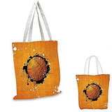 Sports Decor canvas messenger bag Illustration of Basketball and Paint Splashes on Abstract