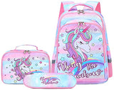 CAMTOP Girls Backpack for School, Girls Backpack with Lunch Box Kids BookBag Set for Elementary Middle School (y058-3/Cloud Rainbow)