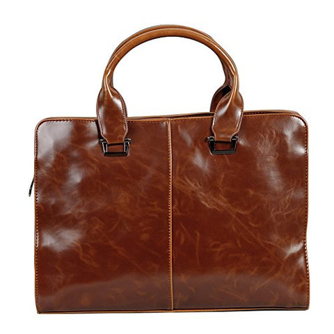 Berchirly Mens PU Leather Computer Business Laptop Briefcase Handbag For Men Coffee