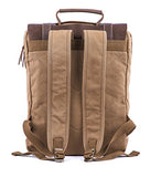 Gootium Leather Canvas Backpack Vintage Rucksack Unisex 15.6" Laptop Bag, Coffee