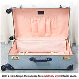 NZBZ Travel Vintage Trunk Luggage Set with Spinner Wheels Cute Retro Suitcase for Women, 2 Pieces (Embroidered Flowers Dark Blue Set, 26"+12")