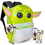 Mandalorian Large 16" Baby Yoda Backpack Bundle - Baby Yoda Activity Set Baby Yoda School Supplies with Stickers and Bookmark (Mandalorian School Backpack)